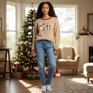 Tiara International Peace on Earth Christmas Sweater XL – Embellished Holiday